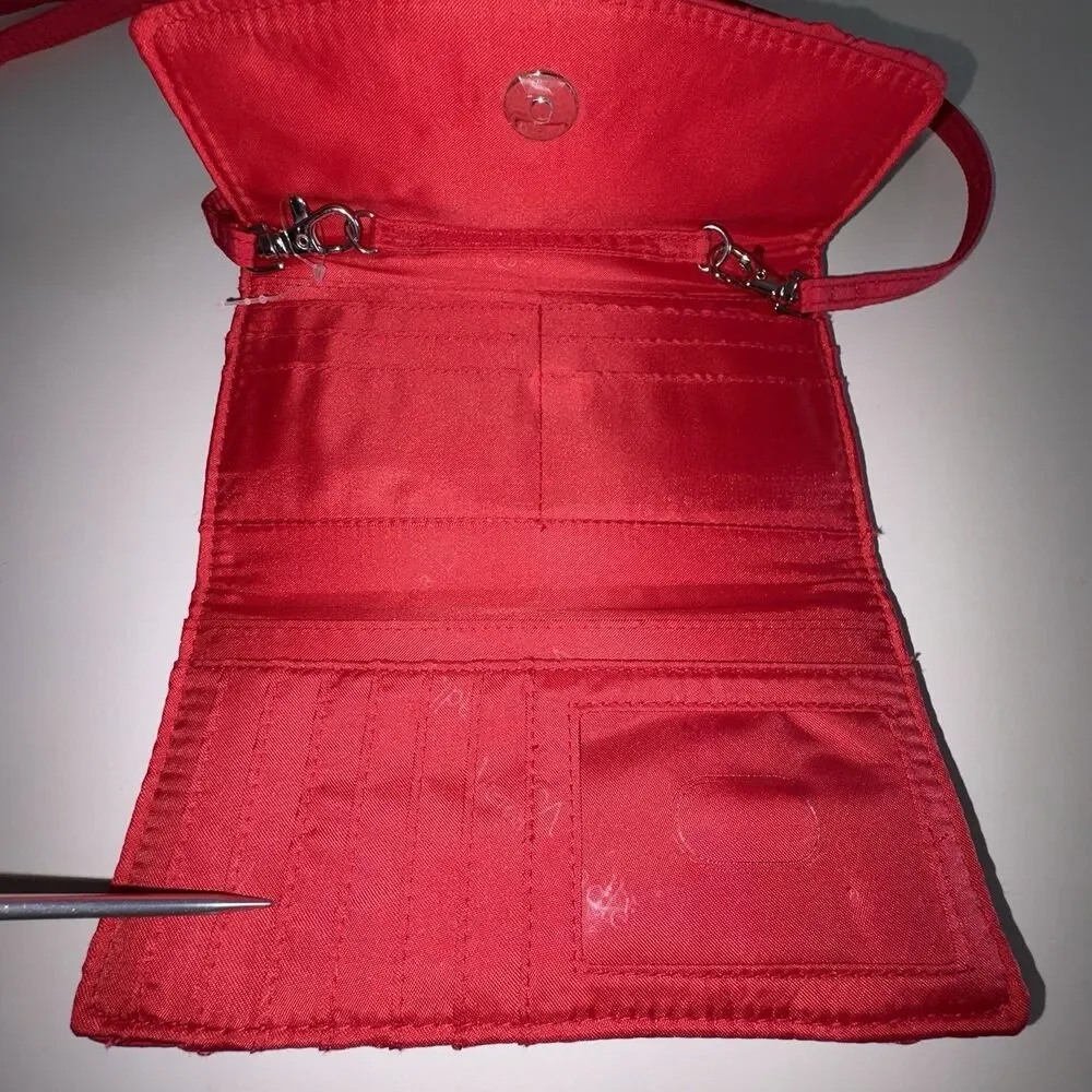 Vera Bradley Red Quilted ALL-IN-ONE Crossbody Wallet Small Purse